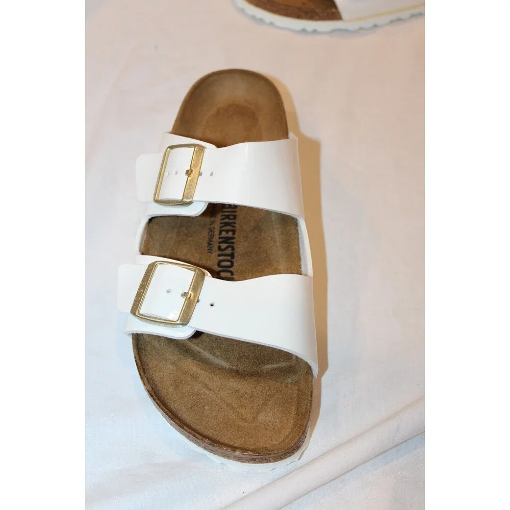 BIRKENSTOCK MEN'S ARIZONA BS LEATHER SANDALS PATENT WHITE EU 41 NARROW
